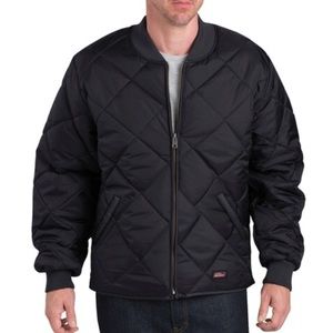 Black quilted puffer jacket